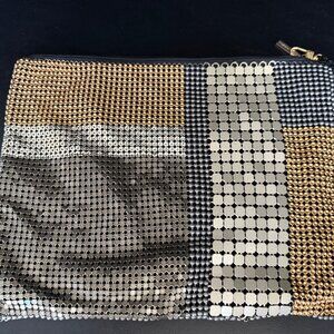 BCBG MaxAzaria | Silver-Copper-Pewter Metal Mesh Patchwork Clutch/Wristlet